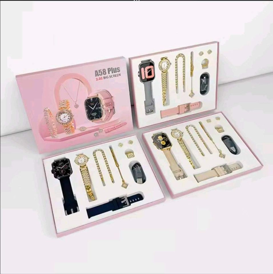 A58 Smart Watch 5 in 1 Combo Notifications Watch With Jewelry  Set