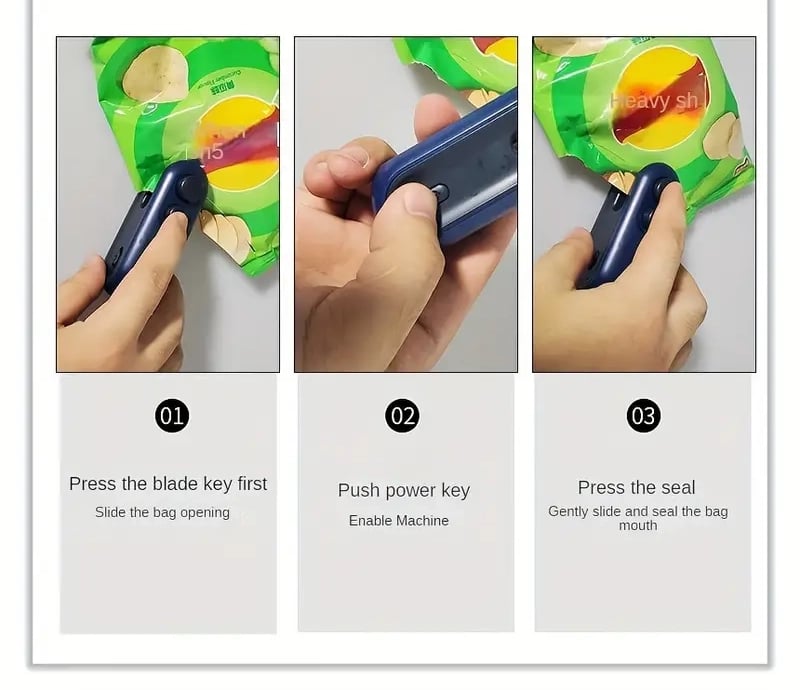 Small 2-in-1 Rechargeable Magnetic Snack Sealer Household Mini Sealing Machine