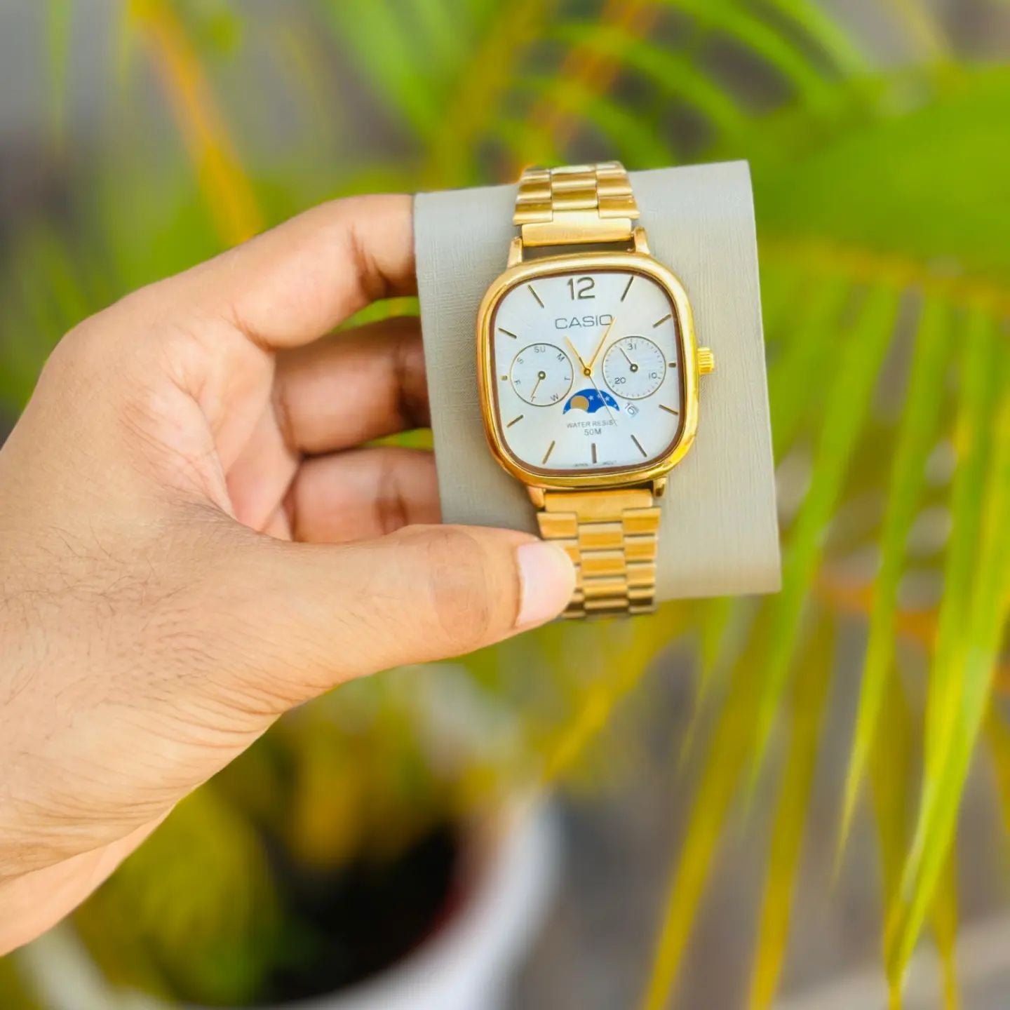 Casio Vintage Moon Phase Square Watch
