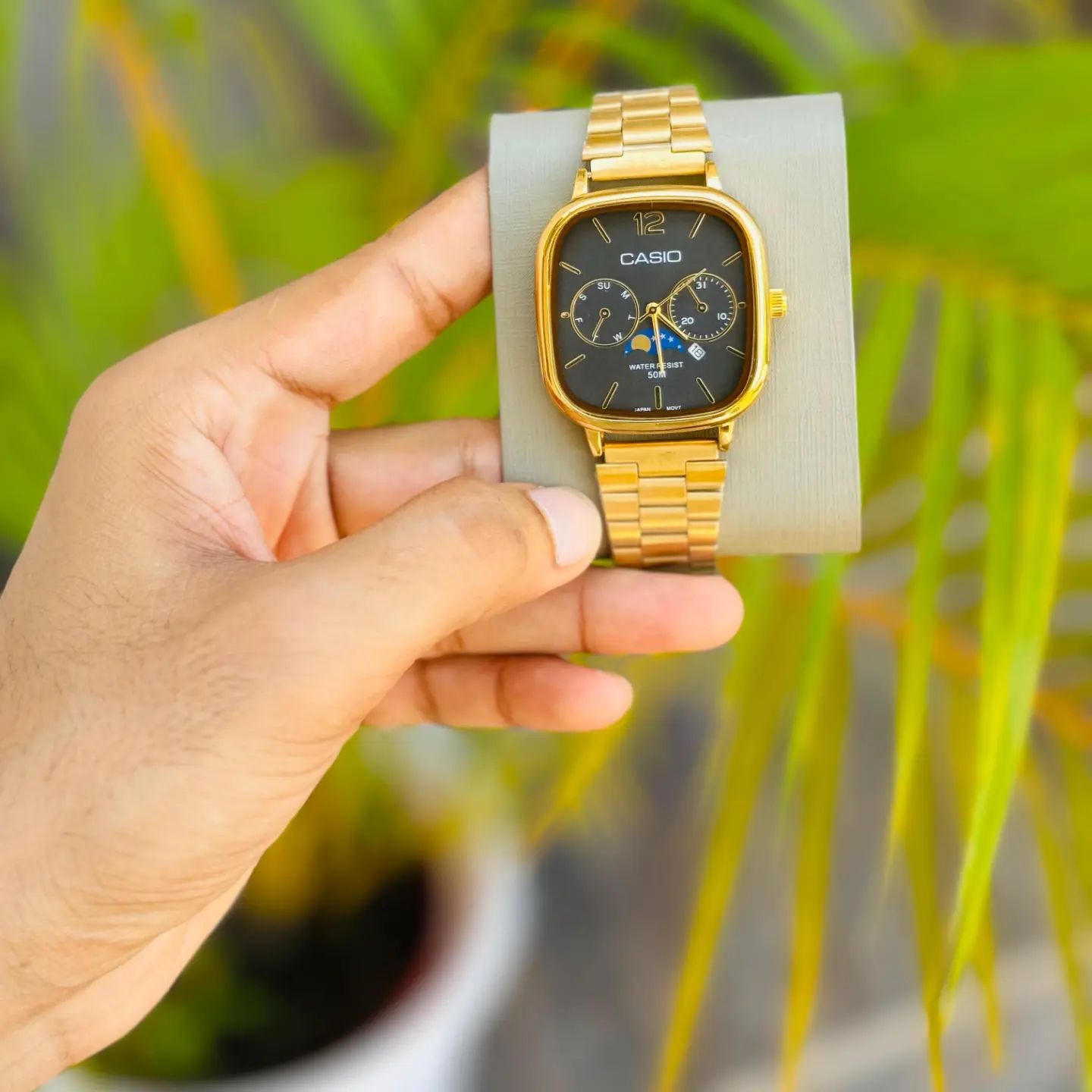 Casio Vintage Moon Phase Square Watch